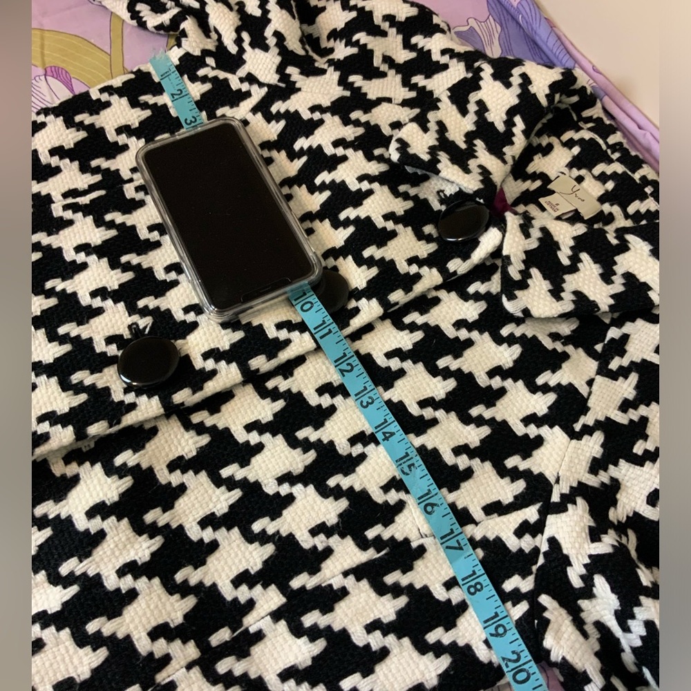 EUC YVOS  PEA COAT Black/White   Geometric Herringbone Women - Picture 10 of 11